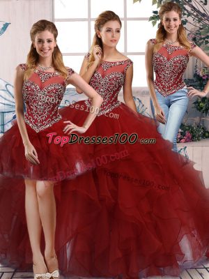 Enchanting Organza Sleeveless Floor Length Quinceanera Dress and Beading and Ruffles