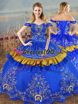 High End Sleeveless Lace Up Floor Length Embroidery 15th Birthday Dress