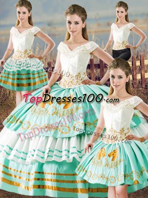 Flare Apple Green Sleeveless Satin Lace Up Sweet 16 Dresses for Sweet 16 and Quinceanera