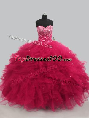 Sleeveless Beading and Ruffles Lace Up Sweet 16 Dress