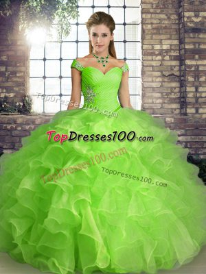 Nice Off The Shoulder Neckline Beading and Ruffles Sweet 16 Dresses Sleeveless Lace Up