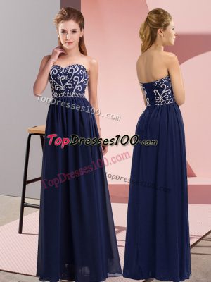 Sweetheart Sleeveless Lace Up Prom Gown Navy Blue Chiffon