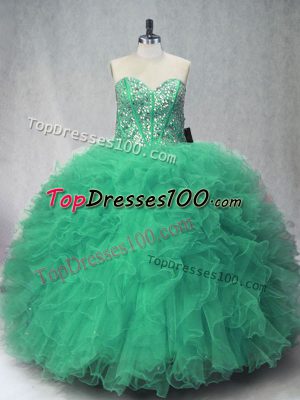 Ball Gowns Quinceanera Dresses Green Sweetheart Tulle Sleeveless Floor Length Lace Up