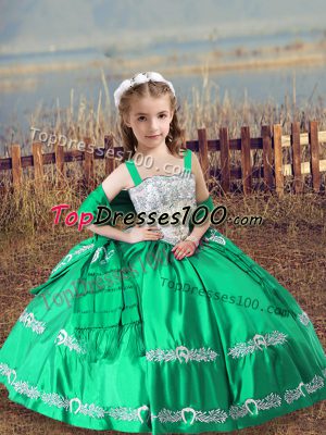 Cute Turquoise Straps Neckline Beading and Embroidery Pageant Dresses Sleeveless Lace Up