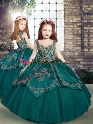 Excellent Sleeveless Beading and Embroidery Lace Up Pageant Dress for Teens