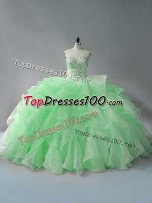 Sleeveless Beading and Ruffles Lace Up Quinceanera Gowns with