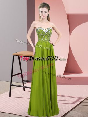 Olive Green Homecoming Dress Prom and Party with Beading Sweetheart Sleeveless Zipper