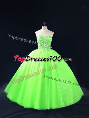 Eye-catching Lace Up Sweetheart Beading Ball Gown Prom Dress Tulle Sleeveless