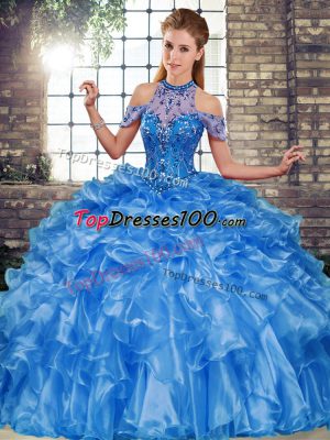 Sleeveless Beading and Ruffles Lace Up Sweet 16 Quinceanera Dress