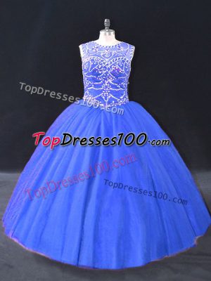 Nice Sleeveless Lace Up Floor Length Beading Quinceanera Gowns