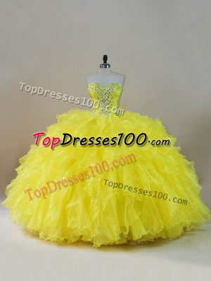 Gorgeous Organza Sleeveless Floor Length Sweet 16 Quinceanera Dress and Beading and Ruffles