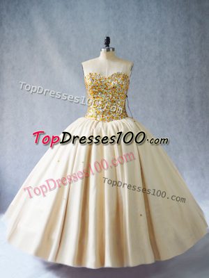 Sweetheart Sleeveless Tulle Quince Ball Gowns Beading Lace Up