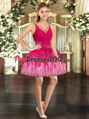 Mini Length Multi-color Pageant Dress for Girls V-neck Sleeveless Backless
