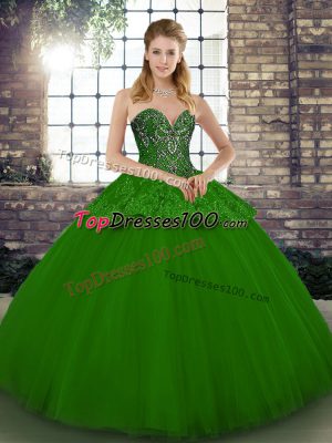High Quality Tulle Sleeveless Floor Length Quinceanera Gown and Beading and Appliques