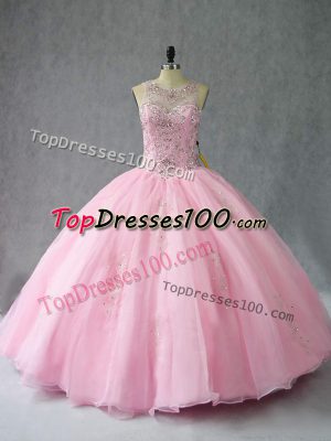 Sleeveless Beading Lace Up Quinceanera Dress