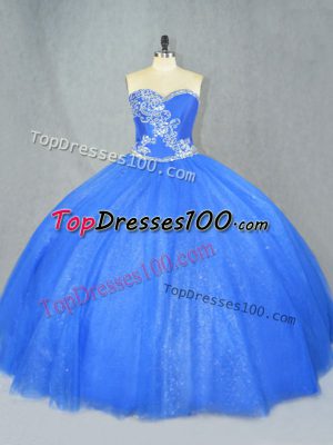Elegant Blue Sleeveless Beading Floor Length Sweet 16 Dresses
