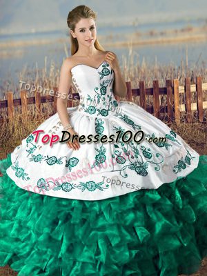 Edgy Ball Gowns Quince Ball Gowns Green Sweetheart Organza Sleeveless Floor Length Lace Up