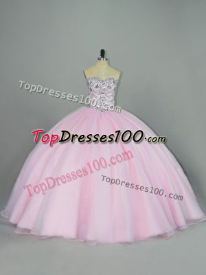 Fantastic Baby Pink Quinceanera Dresses Sweetheart Sleeveless Lace Up