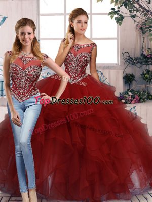 Organza Sleeveless Floor Length Sweet 16 Quinceanera Dress and Beading and Ruffles