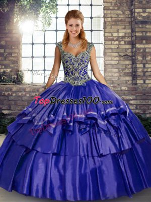 Floor Length Ball Gowns Sleeveless Purple Vestidos de Quinceanera Lace Up