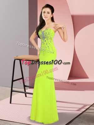 Yellow Green Sweetheart Zipper Beading Evening Dress Sleeveless