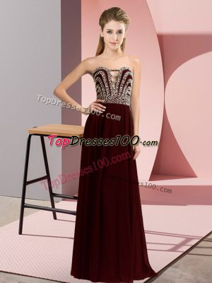 Noble Empire Prom Dresses Brown Sweetheart Chiffon Sleeveless Floor Length Lace Up