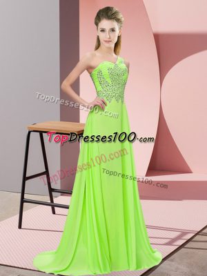 Luxury Empire Evening Dress One Shoulder Chiffon Sleeveless Floor Length Side Zipper