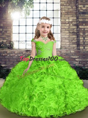 Unique Sleeveless Beading and Ruffles Lace Up Pageant Dresses