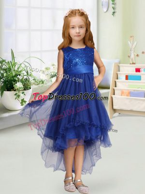Scoop Sleeveless Organza Flower Girl Dresses Sequins and Bowknot Zipper