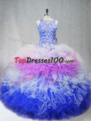 Affordable Tulle Sleeveless Sweet 16 Quinceanera Dress and Beading and Ruffles