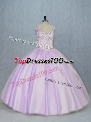 Super Tulle Sleeveless Floor Length Quinceanera Gown and Beading