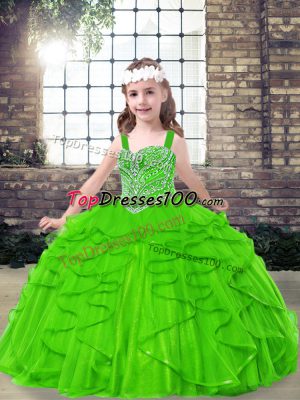Floor Length Little Girls Pageant Dress Wholesale Straps Sleeveless Side Zipper