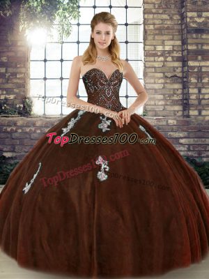 Super Sleeveless Lace Up Floor Length Beading and Appliques Sweet 16 Dresses