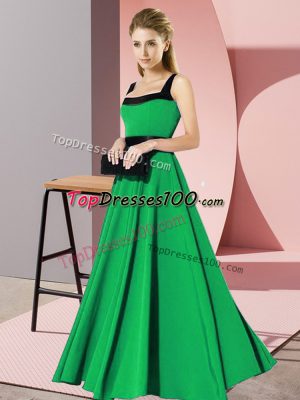 Square Sleeveless Zipper Damas Dress Green Chiffon