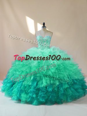Sweetheart Sleeveless Lace Up Quinceanera Gowns Multi-color Organza
