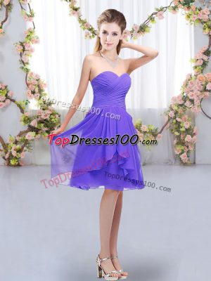 Glamorous Sweetheart Sleeveless Chiffon Wedding Guest Dresses Ruffles and Ruching Lace Up