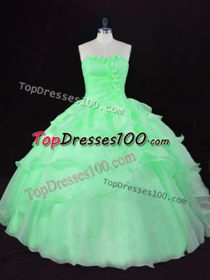 Custom Designed Sleeveless Floor Length Hand Made Flower Lace Up Quinceanera Dresses