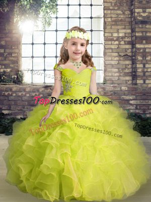 Top Selling Organza Sleeveless Floor Length Glitz Pageant Dress and Beading and Ruffles