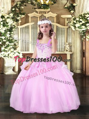 Sleeveless Lace Up Floor Length Beading Winning Pageant Gowns