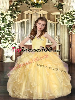 Sleeveless Lace Up Floor Length Ruffles Child Pageant Dress
