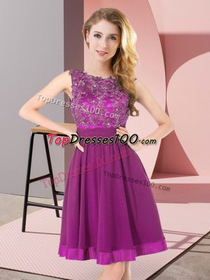 Cute Mini Length Empire Sleeveless Purple Dama Dress for Quinceanera Backless