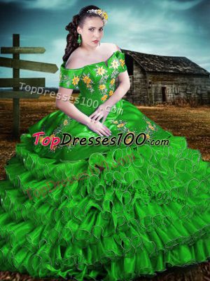 Fantastic Floor Length Ball Gowns Sleeveless Green Quinceanera Gowns Lace Up