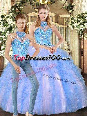 Classical Floor Length Two Pieces Sleeveless Multi-color Quinceanera Gowns Lace Up