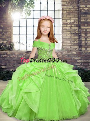 Off The Shoulder Sleeveless Lace Up Pageant Dress for Teens Organza