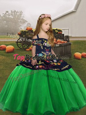 High Low Green Kids Formal Wear Straps Sleeveless Lace Up