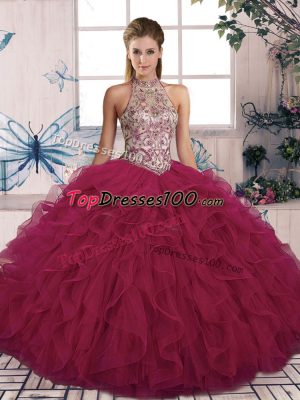 Comfortable Tulle Sleeveless Floor Length Vestidos de Quinceanera and Beading and Ruffles