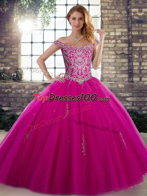 Off The Shoulder Sleeveless Tulle Quinceanera Dresses Beading Lace Up