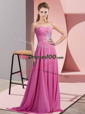 Fancy Sweetheart Sleeveless Lace Up Prom Party Dress Lilac Chiffon