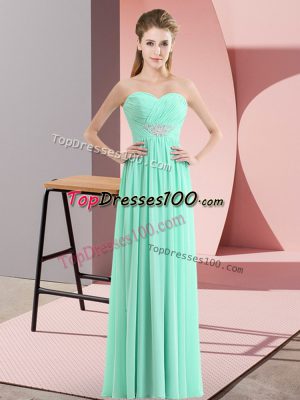 Extravagant Apple Green Zipper Sweetheart Beading Prom Dresses Chiffon Sleeveless