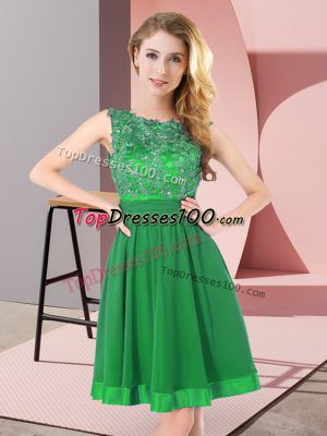 Green Vestidos de Damas Wedding Party with Beading and Appliques Scoop Sleeveless Backless